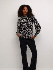Kaffe Kaforrest Print Bishop Sleeve Black Shirt - Image 3 of 6