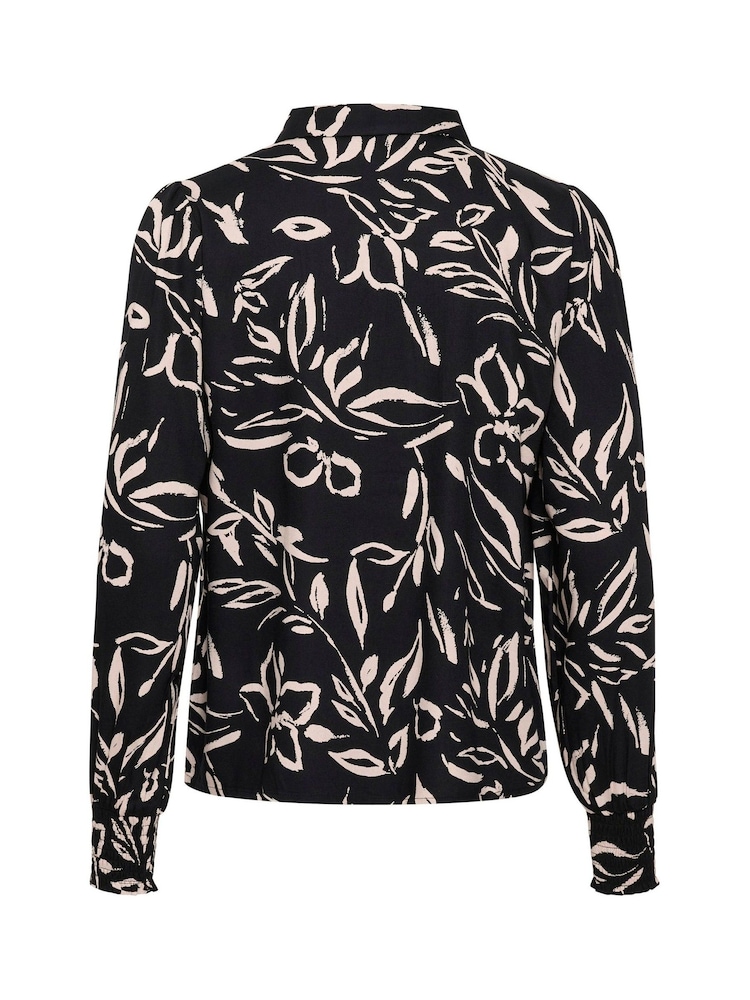 Kaffe Kaforrest Print Bishop Sleeve Black Shirt - Image 6 of 6