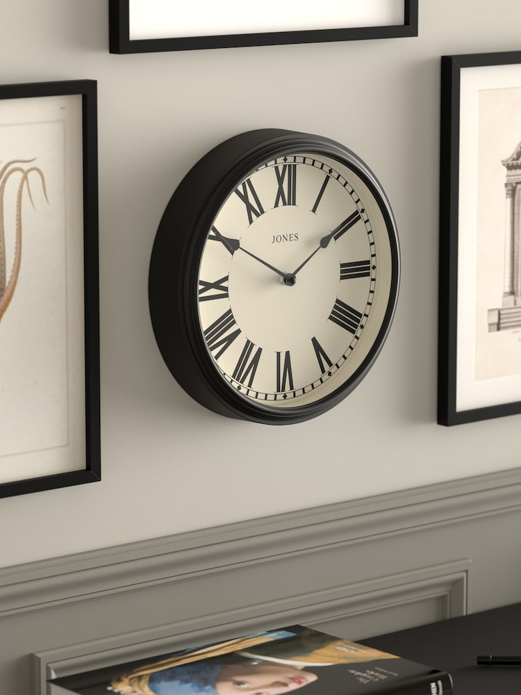 Jones Clocks Black Hackney Wall Clock 30cm - Image 2 of 4