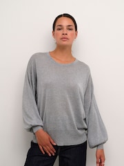 Kaffe KAankra Shimmer Knit Round Neck Pullover Jumper - Image 1 of 6
