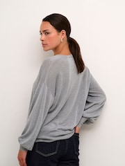 Kaffe KAankra Shimmer Knit Round Neck Pullover Jumper - Image 2 of 6