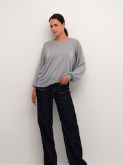 Kaffe KAankra Shimmer Knit Round Neck Pullover Jumper - Image 3 of 6