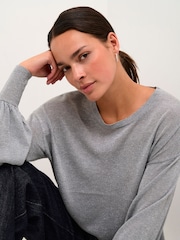 Kaffe KAankra Shimmer Knit Round Neck Pullover Jumper - Image 4 of 6