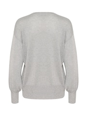 Kaffe KAankra Shimmer Knit Round Neck Pullover Jumper - Image 6 of 6