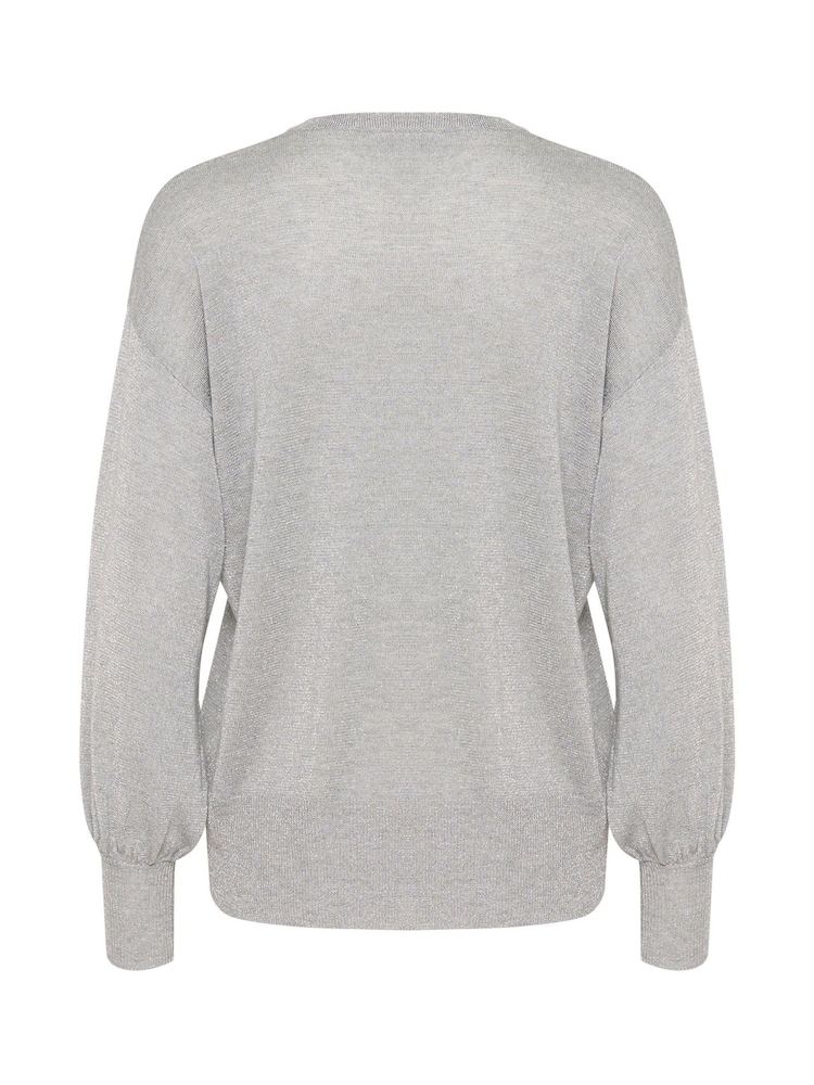 Kaffe KAankra Shimmer Knit Round Neck Pullover Jumper - Image 6 of 6