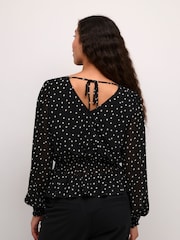 Kaffe KAsally Fit And Flare Open Back Black Blouse - Image 2 of 6