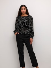Kaffe KAsally Fit And Flare Open Back Black Blouse - Image 3 of 6