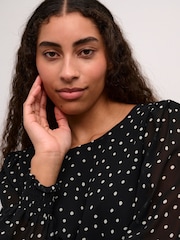 Kaffe KAsally Fit And Flare Open Back Black Blouse - Image 4 of 6