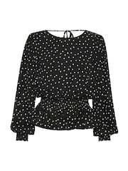 Kaffe KAsally Fit And Flare Open Back Black Blouse - Image 5 of 6