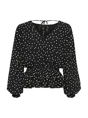 Kaffe KAsally Fit And Flare Open Back Black Blouse - Image 6 of 6