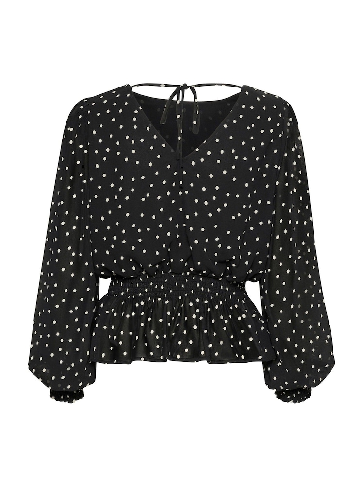 Kaffe KAsally Fit And Flare Open Back Black Blouse - Image 6 of 6