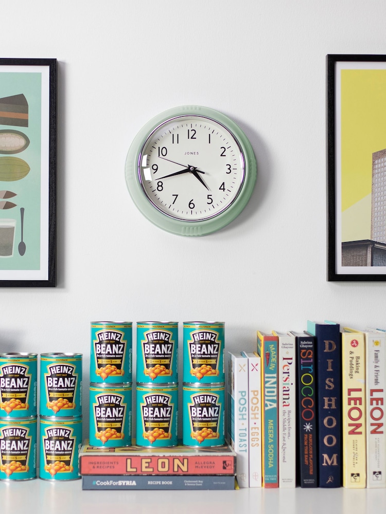 Jones Clocks Neo Mint Ketchup Wall Clock 24cm - Image 1 of 4 Jones Clocks Neo Mint Ketchup Wall Clock 24cm - Image 1 of 4