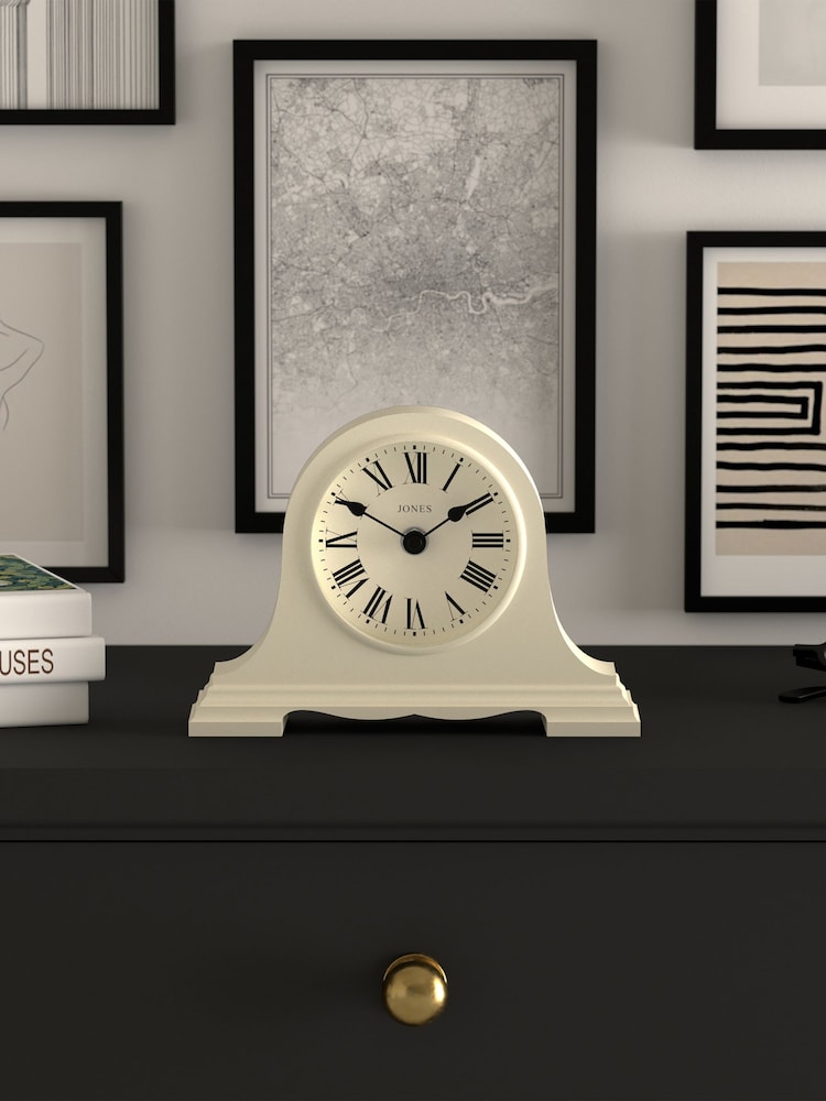 Jones Clocks Linen White Speakeasy Mantel Clock 25cm - Image 1 of 4