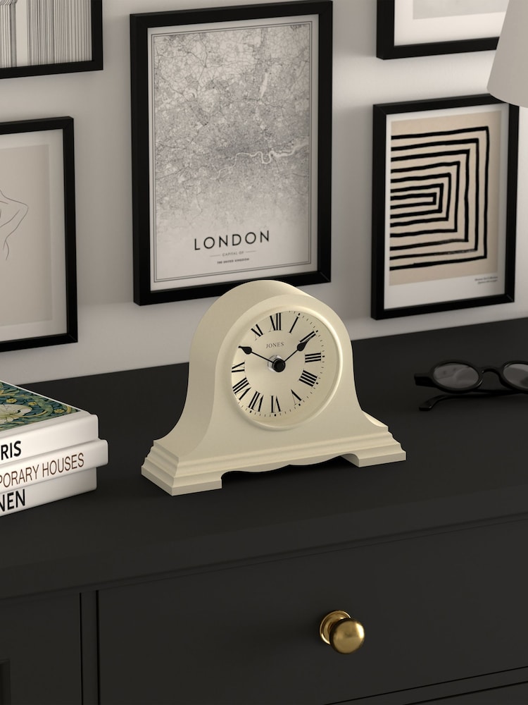 Jones Clocks Linen White Speakeasy Mantel Clock 25cm - Image 2 of 4