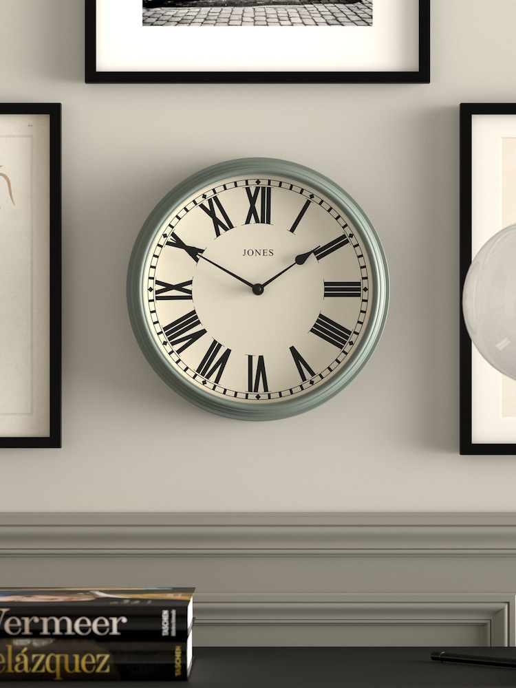 Jones Clocks Asparagus Green Hackney Wall Clock 30cm - Image 1 of 4