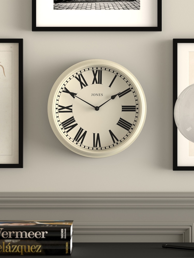 Jones Clocks Linen White Hackney Wall Clock 30cm - Image 1 of 4