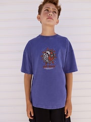 Purple Relaxed Fit Washed Short Sleeve Graphic Print 100% Cotton T-Shirt (3-16yrs) - Image 1 of 6