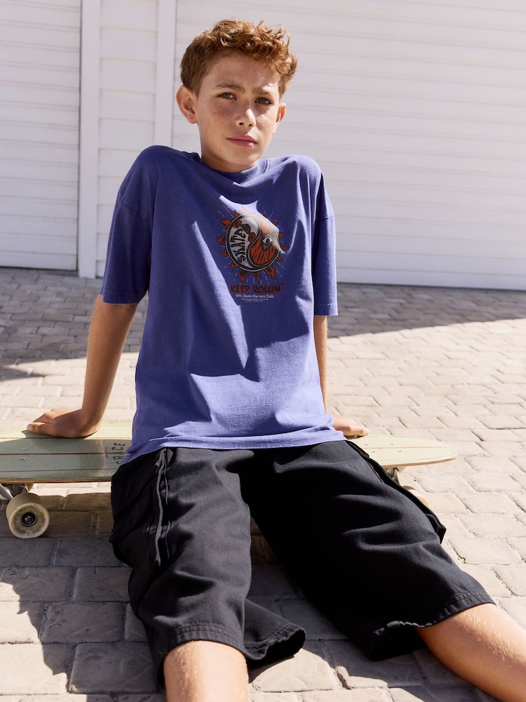 Purple Relaxed Fit Washed Short Sleeve Graphic Print 100% Cotton T-Shirt (3-16yrs) - Image 2 of 6