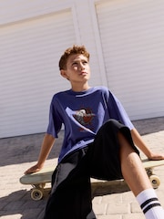 Purple Relaxed Fit Washed Short Sleeve Graphic Print 100% Cotton T-Shirt (3-16yrs) - Image 3 of 6