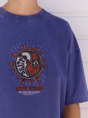 Purple Relaxed Fit Washed Short Sleeve Graphic Print 100% Cotton T-Shirt (3-16yrs) - Image 5 of 6