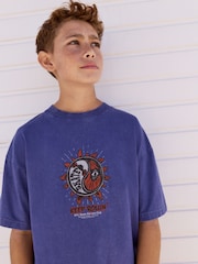 Purple Relaxed Fit Washed Short Sleeve Graphic Print 100% Cotton T-Shirt (3-16yrs) - Image 6 of 6