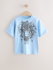 Blue Relaxed Fit Washed Short Sleeve Graphic Print 100% Cotton T-Shirt (3-16yrs) - Image 1 of 4