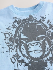 Blue Relaxed Fit Washed Short Sleeve Graphic Print 100% Cotton T-Shirt (3-16yrs) - Image 4 of 4