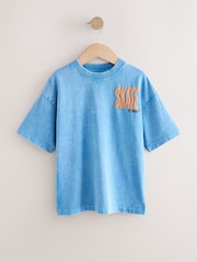 Blue Back Print Relaxed Fit Washed Short Sleeve Graphic Print 100% Cotton T-Shirt (3-16yrs) - Image 1 of 4