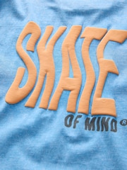 Blue Back Print Relaxed Fit Washed Short Sleeve Graphic Print 100% Cotton T-Shirt (3-16yrs) - Image 4 of 4