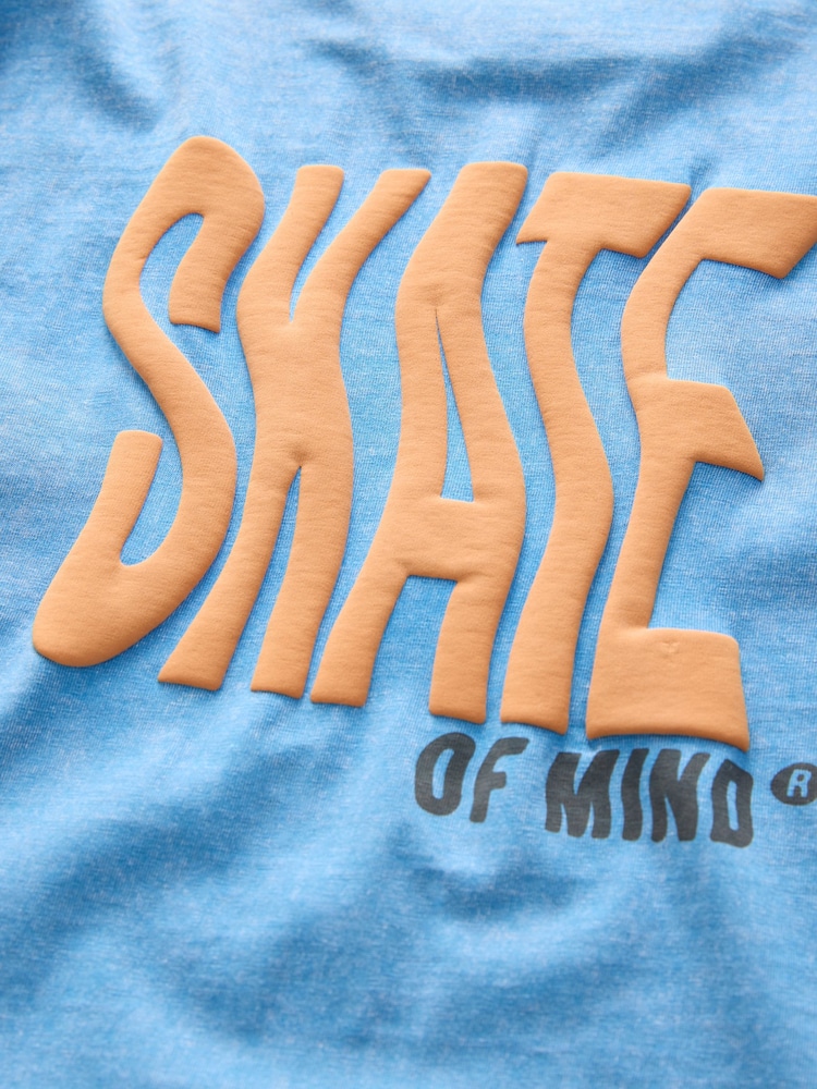 Blue Back Print Relaxed Fit Washed Short Sleeve Graphic Print 100% Cotton T-Shirt (3-16yrs) - Image 4 of 4