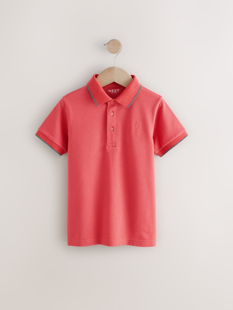 Soft Red Short Sleeve Polo Shirt (3-16yrs) - Image 1 of 4