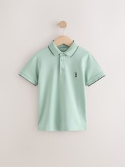 Mineral Green Short Sleeve Polo Shirt (3-16yrs) - Image 1 of 1