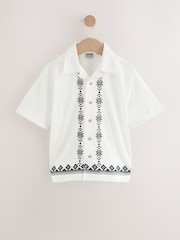 Ecru White 100% Cotton Embroidery Border Jersey Shirt (3-16yrs) - Image 1 of 4