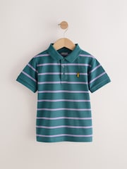 Green/Purple Stripe Short Sleeve Polo Shirt (3-16yrs) - Image 1 of 4