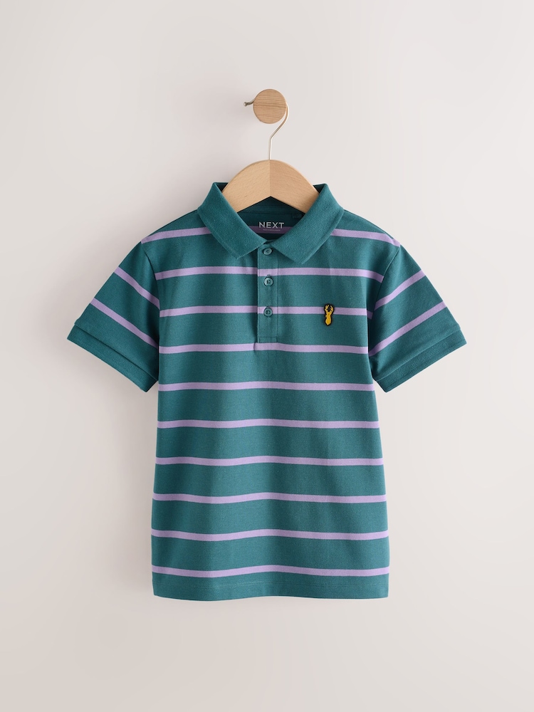Grün/Lila - Gestreiftes, kurzärmeliges Polo-Shirt (3–16 J.) - Bild 1 von 4 Grün/Lila - Gestreiftes, kurzärmeliges Polo-Shirt (3–16 J.) - Bild 1 von 4