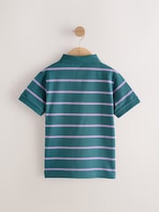 Green/Purple Stripe Short Sleeve Polo Shirt (3-16yrs) - Image 2 of 4