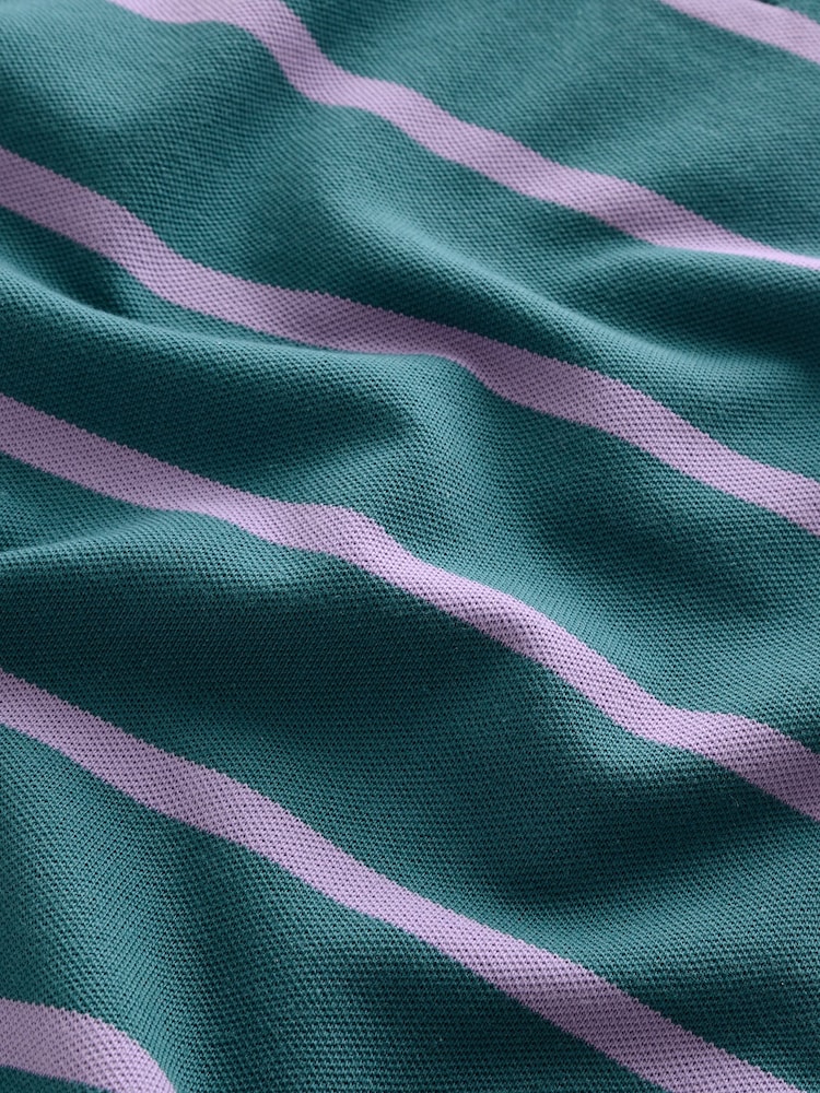 Green/Purple Stripe Short Sleeve Polo Shirt (3-16yrs) - Image 4 of 4