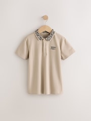 Pastelgeel - Geo Poloshirt met korte mouwen en kraag (3-16jr) - Image 5 of 8