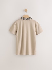 Pastelgeel - Geo Poloshirt met korte mouwen en kraag (3-16jr) - Image 6 of 8
