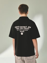 Black Japan Back Print Jersey Short Sleeve Shirt (3-16yrs) - Image 2 of 8