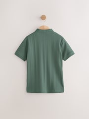 Green Textured Short Sleeve Quarter Zip Polo Shirt (3-16yrs) - Image 2 of 4