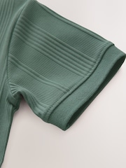 Green Textured Short Sleeve Quarter Zip Polo Shirt (3-16yrs) - Image 4 of 4