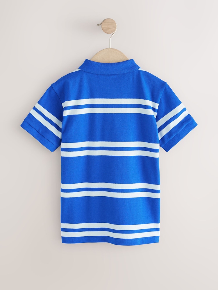 Blue/White Stripe Short Sleeve Polo Shirt (3-16yrs) - Image 2 of 4