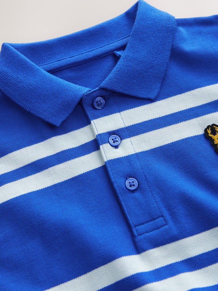 Blue/White Stripe Short Sleeve Polo Shirt (3-16yrs) - Image 4 of 4