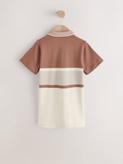 rumenorjava; poltna/Ecru - z izrazitim barvnim vzorcem črtast; progast kratek rokav; s kratkimi rokavi 100% Cotton polo majice (3-16yrs) - Slika 2 iz 4