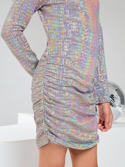 Lipsy Silver Teen Holographic Bodycon Dress (10-16yrs) - Image 2 of 4