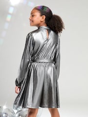 Lipsy Silver Belted Party Dress (5-16yrs) - Image 4 of 4