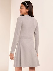 Lipsy Grey Pearl Detail Knit Dress (5-16yrs) - Image 4 of 4