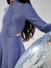 Lipsy Navy Blue Glitter Cut Out Party Dress (5-16yrs) - Image 3 of 4