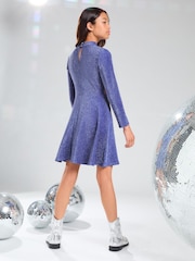 Lipsy Navy Blue Glitter Cut Out Party Dress (5-16yrs) - Image 4 of 4